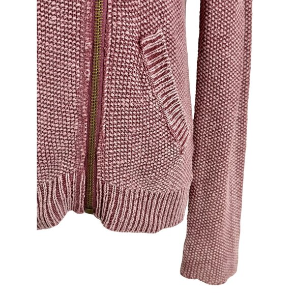 Free People Mauve Knit Sweater Cardigan Moto Jacket | Boho Coastal Grandmother M - Picture 4 of 16